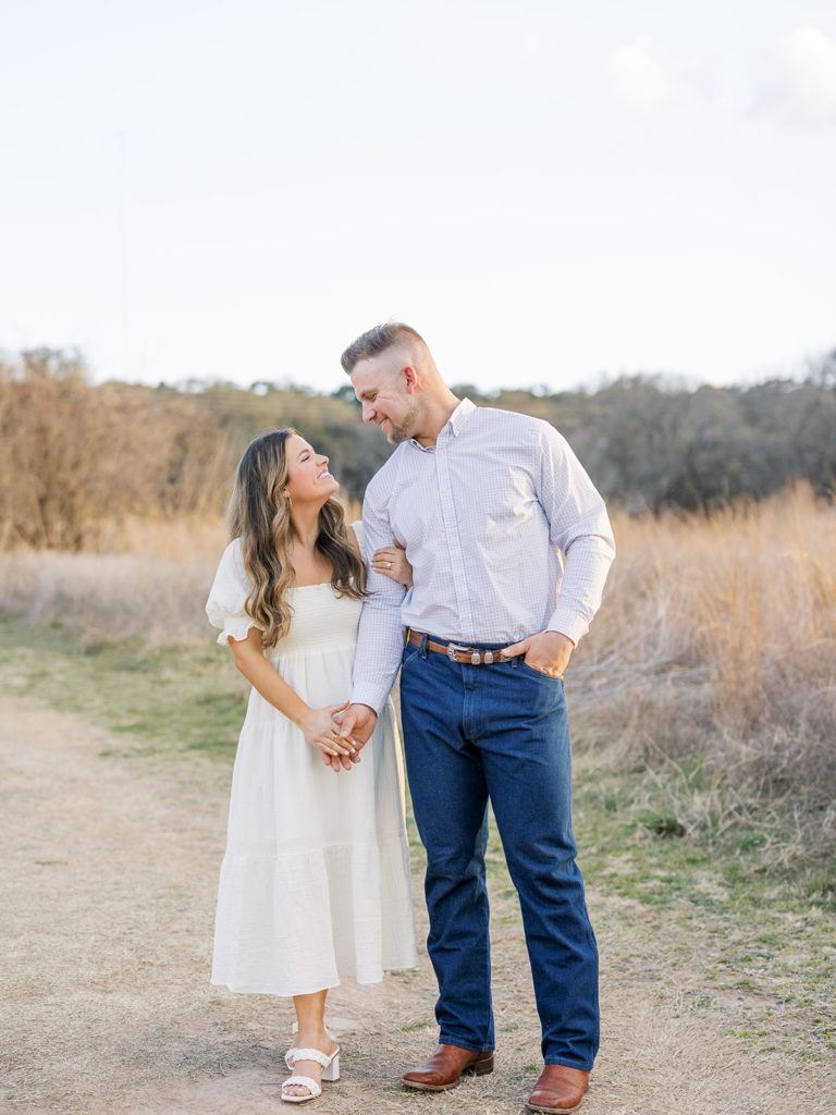 Engagement photo shoot at Commons Ford, Austin Texas