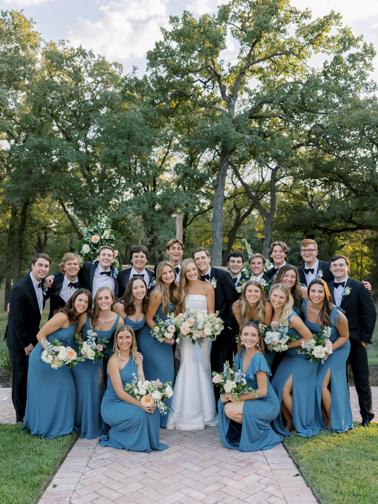 Large bridal party at The Grand Lady Austin wedding.